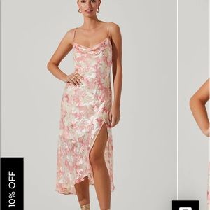 Cowl neckline Gaia dress pink burn out